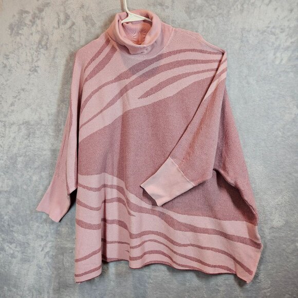 Alfani Womens Plus Size 3X Pink Zebra Print Knit Boxy Sweater \Turtleneck - Picture 2 of 12